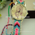 2015 New design handmade wooven fabric gift watch